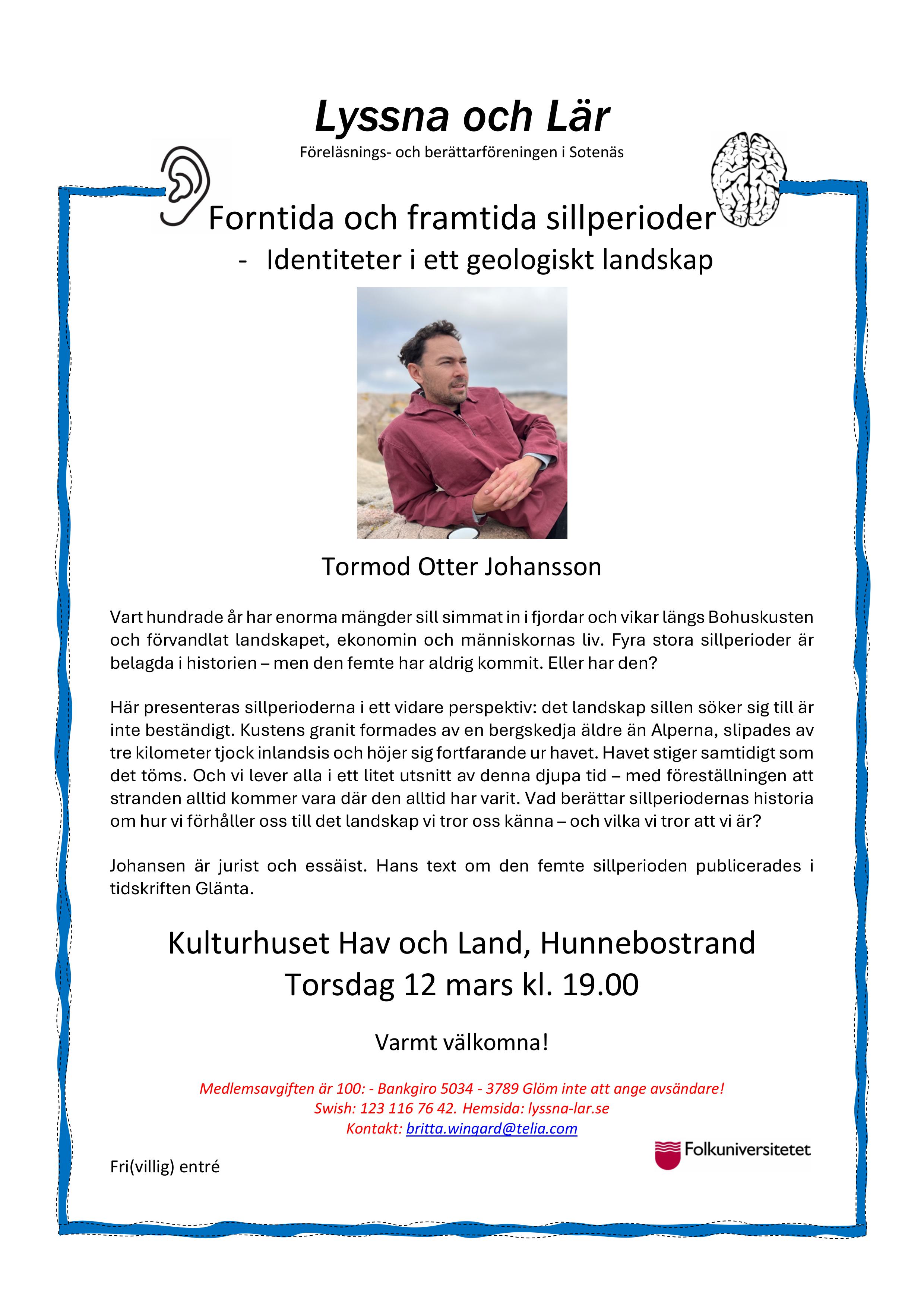 Affisch: Föreläsning med Tormod Otter Johansson